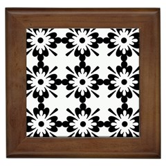 Floral Illustration Black And White Framed Tiles by Amaryn4rt