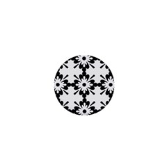 Floral Illustration Black And White 1  Mini Buttons