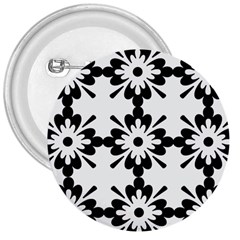 Floral Illustration Black And White 3  Buttons by Amaryn4rt