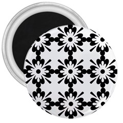 Floral Illustration Black And White 3  Magnets by Amaryn4rt