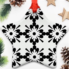 Floral Illustration Black And White Ornament (star)