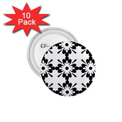 Floral Illustration Black And White 1 75  Buttons (10 Pack) by Amaryn4rt