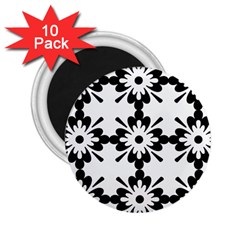 Floral Illustration Black And White 2 25  Magnets (10 Pack) 