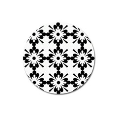 Floral Illustration Black And White Magnet 3  (round)