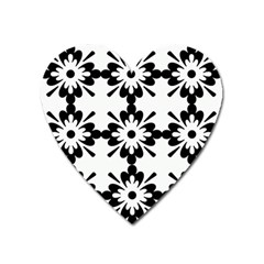 Floral Illustration Black And White Heart Magnet by Amaryn4rt