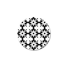 Floral Illustration Black And White Golf Ball Marker