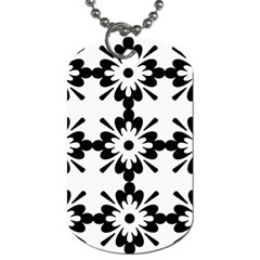 Floral Illustration Black And White Dog Tag (two Sides)