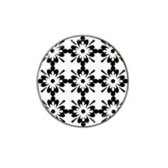 Floral Illustration Black And White Hat Clip Ball Marker (4 Pack)