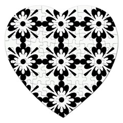 Floral Illustration Black And White Jigsaw Puzzle (heart)