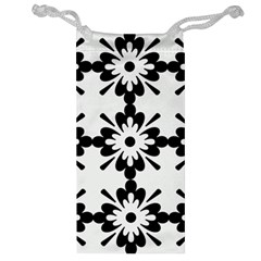 Floral Illustration Black And White Jewelry Bag