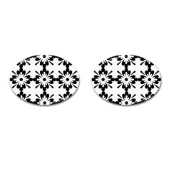 Floral Illustration Black And White Cufflinks (oval) by Amaryn4rt