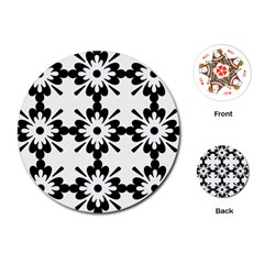 Floral Illustration Black And White Playing Cards (round) 