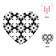 Floral Illustration Black And White Playing Cards (heart) 