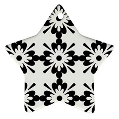 Floral Illustration Black And White Star Ornament (two Sides)