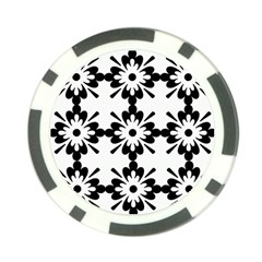 Floral Illustration Black And White Poker Chip Card Guard