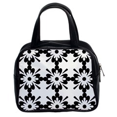 Floral Illustration Black And White Classic Handbags (2 Sides)