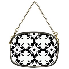 Floral Illustration Black And White Chain Purses (two Sides) 