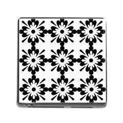 Floral Illustration Black And White Memory Card Reader (square)