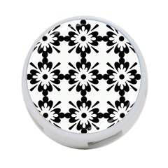 Floral Illustration Black And White 4-port Usb Hub (one Side)