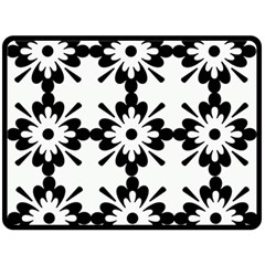 Floral Illustration Black And White Fleece Blanket (large) 