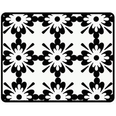 Floral Illustration Black And White Fleece Blanket (medium)  by Amaryn4rt