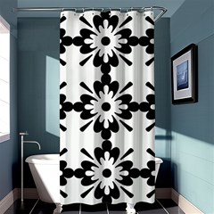 Floral Illustration Black And White Shower Curtain 36  X 72  (stall) 