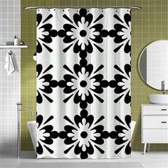 Floral Illustration Black And White Shower Curtain 48  X 72  (small)  by Amaryn4rt