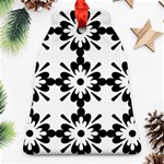 Floral Illustration Black And White Bell Ornament (Two Sides) Back