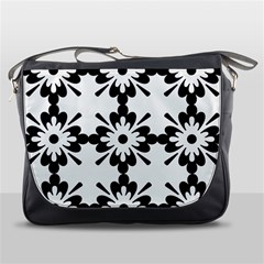 Floral Illustration Black And White Messenger Bags by Amaryn4rt