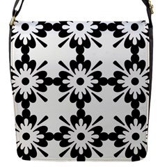 Floral Illustration Black And White Flap Messenger Bag (s) by Amaryn4rt