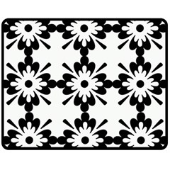 Floral Illustration Black And White Double Sided Fleece Blanket (medium) 