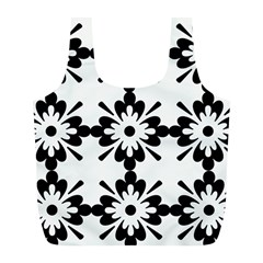 Floral Illustration Black And White Full Print Recycle Bags (l) 