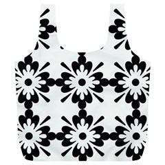 Floral Illustration Black And White Full Print Recycle Bags (l)  by Amaryn4rt