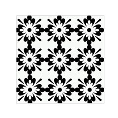 Floral Illustration Black And White Small Satin Scarf (square)