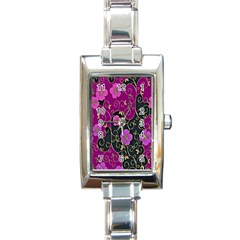 Floral Pattern Background Rectangle Italian Charm Watch