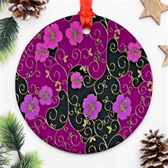 Floral Pattern Background Ornament (round)