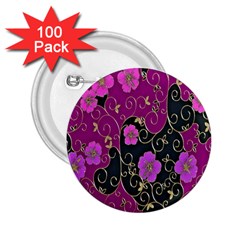 Floral Pattern Background 2 25  Buttons (100 Pack) 