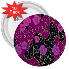 Floral Pattern Background 3  Buttons (10 Pack) 