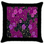 Floral Pattern Background Throw Pillow Case (Black) Front