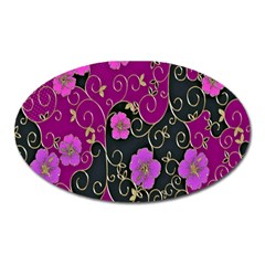 Floral Pattern Background Oval Magnet by Amaryn4rt