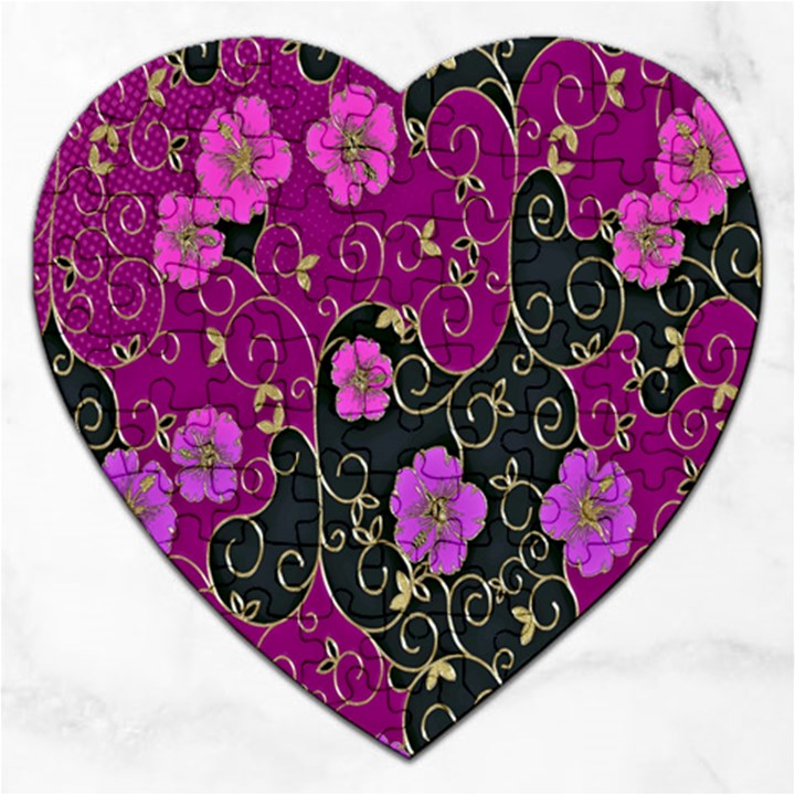 Floral Pattern Background Jigsaw Puzzle (Heart)