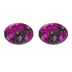 Floral Pattern Background Cufflinks (oval)