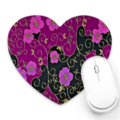 Floral Pattern Background Heart Mousepads