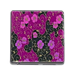 Floral Pattern Background Memory Card Reader (square)