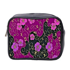 Floral Pattern Background Mini Toiletries Bag 2-side