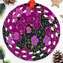 Floral Pattern Background Round Filigree Ornament (two Sides)