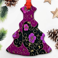 Floral Pattern Background Christmas Tree Ornament (two Sides)