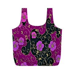 Floral Pattern Background Full Print Recycle Bags (m) 