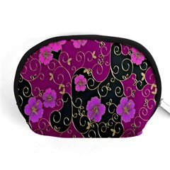 Floral Pattern Background Accessory Pouches (medium) 