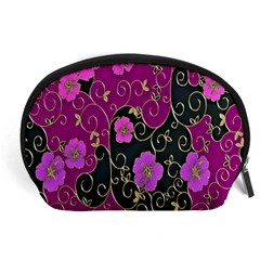 Floral Pattern Background Accessory Pouches (large) 